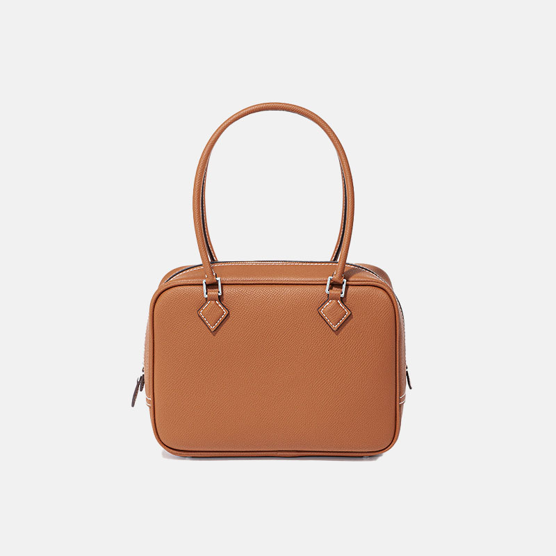 Women's Minimalist Top Handle Zipper Bag In Genuine Leather