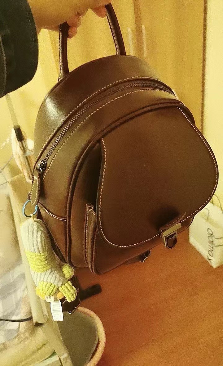 Women's Genuine Leather Backpacks with Flap Buckle photo review
