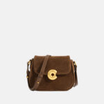 Women's Genuine Leather Round Lock Crossbody Saddle Bag With Vintage