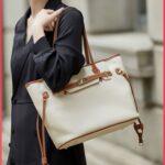 Women's Minimalist Genuine Leather Lock Decoration Tote Bag