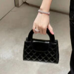 Women's Minimalist Genuine Leather Quilted Chain Lock Crossbody Handbag