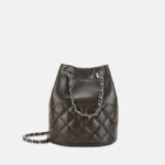 Women's Quilted Genuine Leather Minimalist Crossbody Chain Bucket Bags