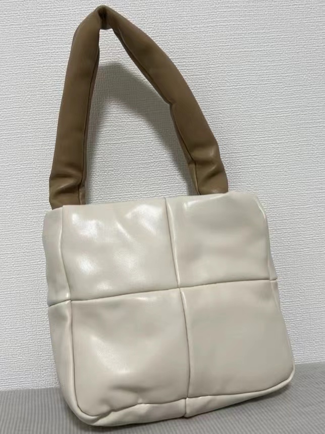 Women's Genuine Leather Small Puffer Tote Bags photo review