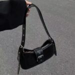 Women's Genuine Leather Hook Lock Crossbody Baguette Bag photo review
