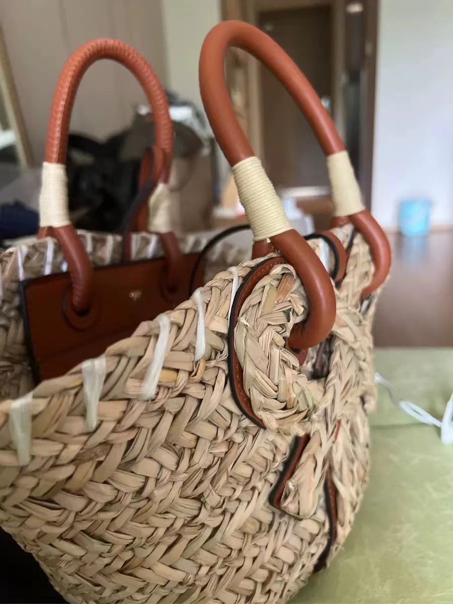 Women's Handmade Woven Bowknot Basket Tote Bags photo review