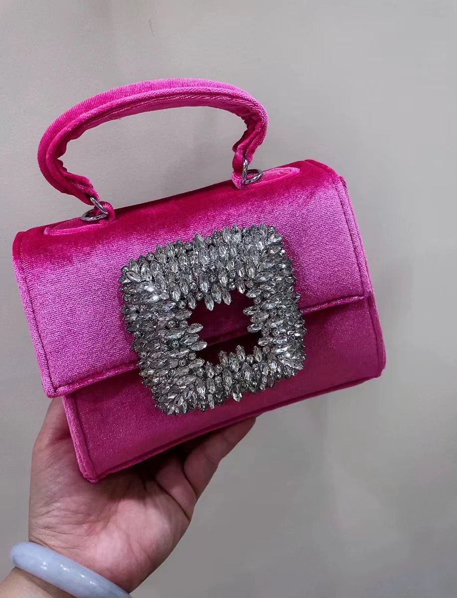 Women's Huge Rhinestones Silk Evening Handbags photo review