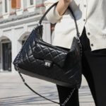 Women's Black Leather Quilted Tote Crossbody Shoulder Hobo Bag