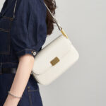Women's Genuine Leather Magnetic Clasp Crossbody Baguette Bags