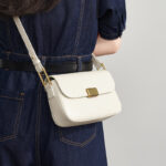Women's Genuine Leather Magnetic Clasp Crossbody Baguette Bags
