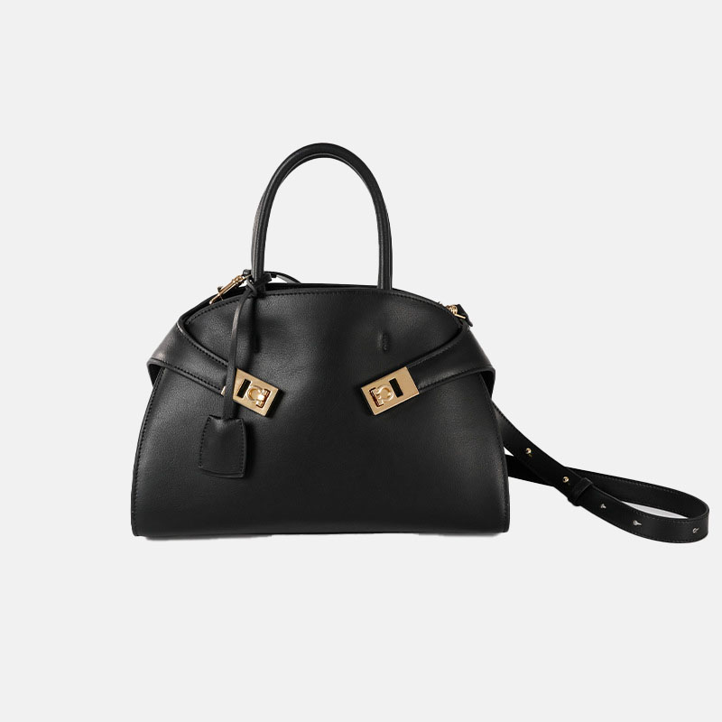 Women's Genuine Leather Oval Minimalist Lock Zipper Crossbody Handbags