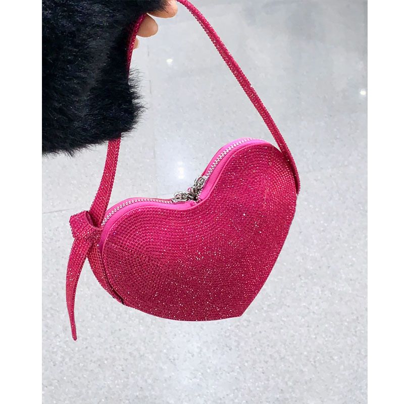 Women's Mini Heart-shaped Rhinestone Shoulder Prom Bags