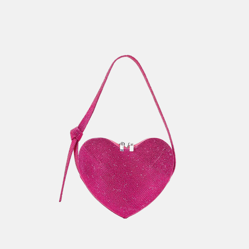 Mini sacs à bandoulière en forme de cœur avec strass pour femmes