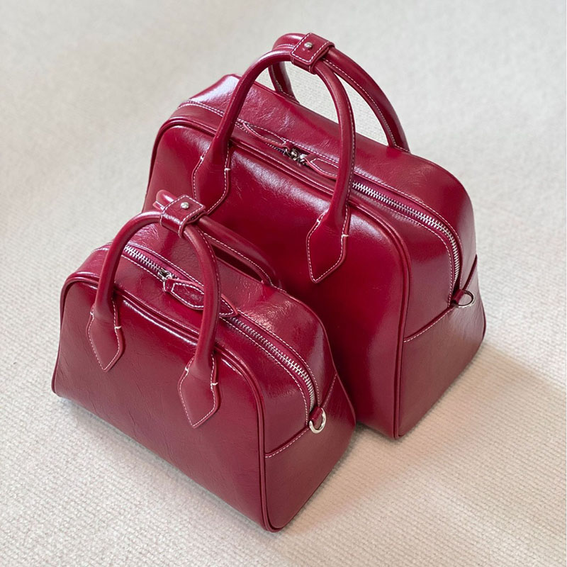 Women's Minimalist Genuine Leather Boston Shoulder Crossbody Handbags