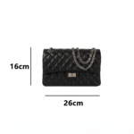 Women's Quilted Leather Flap Lock Clasp Crossbody Shoulder Chain Bags In Black