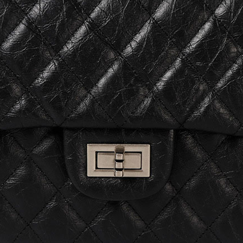 Women's Quilted Leather Flap Lock Clasp Crossbody Shoulder Chain Bags In Black