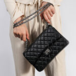 Women's Quilted Leather Flap Lock Clasp Crossbody Shoulder Chain Bags In Black