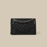Women's Quilted Leather Flap Lock Clasp Crossbody Shoulder Chain Bags In Black