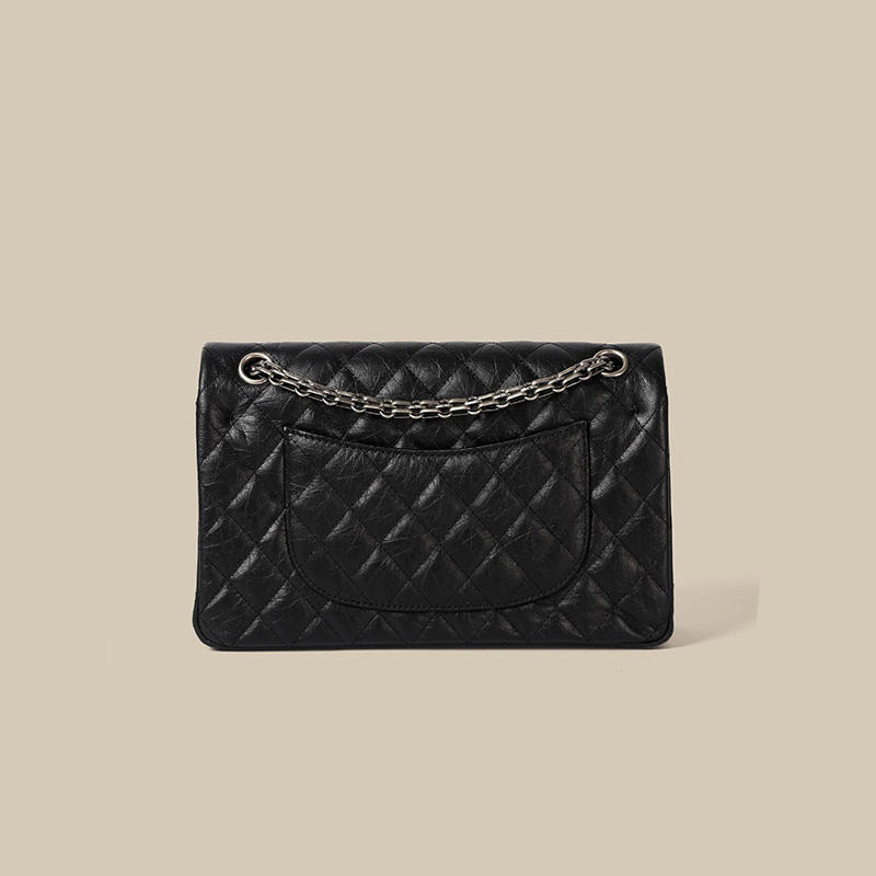 Women's Quilted Leather Flap Lock Clasp Crossbody Shoulder Chain Bags In Black