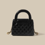Women's Small Black Leather Quilted Crossbody Chain Handbag