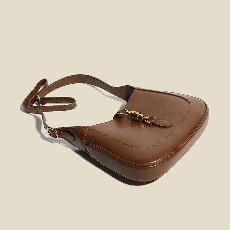 Women's Vintage Genuine Leather Lock Buckle Saddle Shoulder Crossbody Handbag