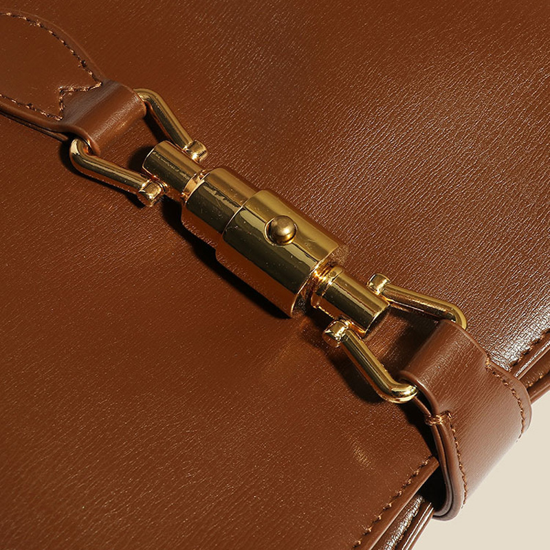 Women's Vintage Genuine Leather Lock Buckle Saddle Shoulder Crossbody Handbag