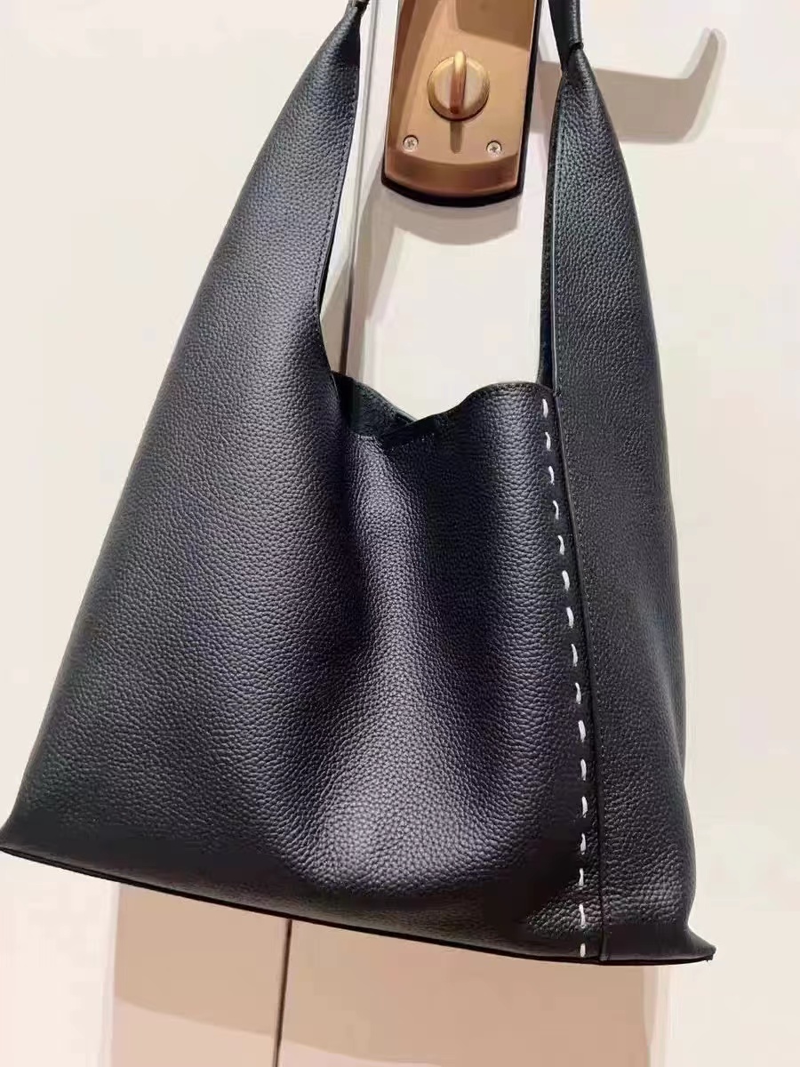 Women's Minimalism Genuine Leather Patchwork Shoulder Hobo Bag photo review