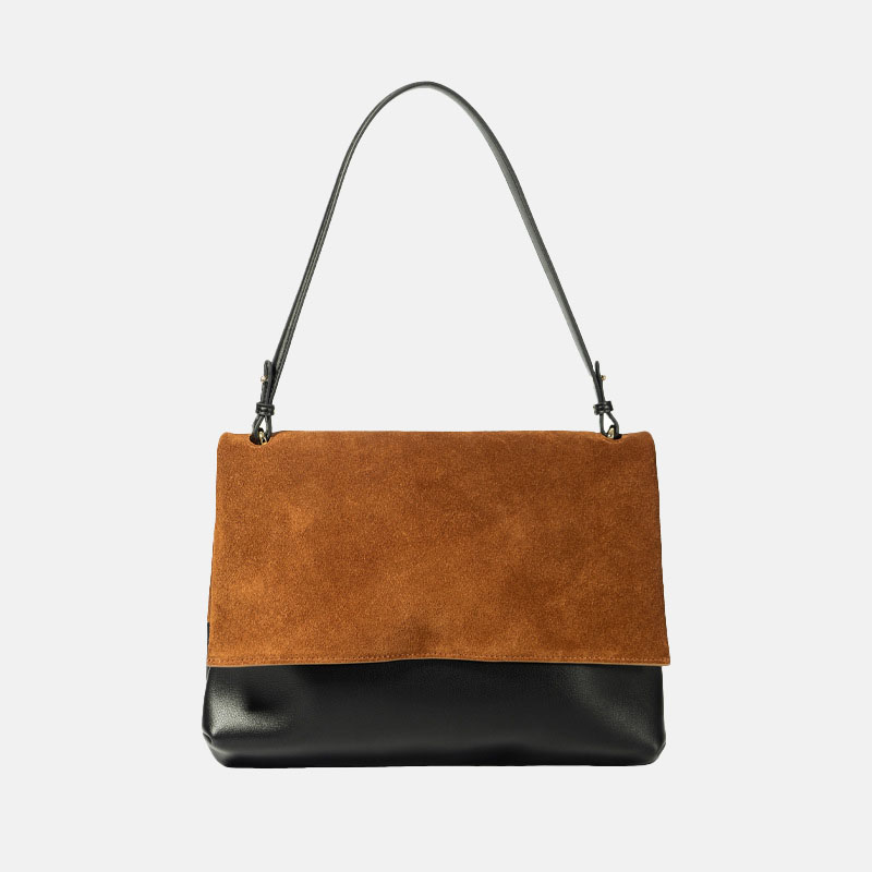Women's Genuine Leather Crossbody Shoulder Baguette Bag In Matte Brown