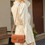 Women's Genuine Leather Minimalist Lock Buckle Crossbody Shoulder Bags