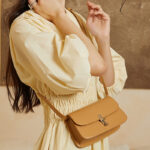 Women's Genuine Leather Minimalist Lock Buckle Crossbody Shoulder Bags