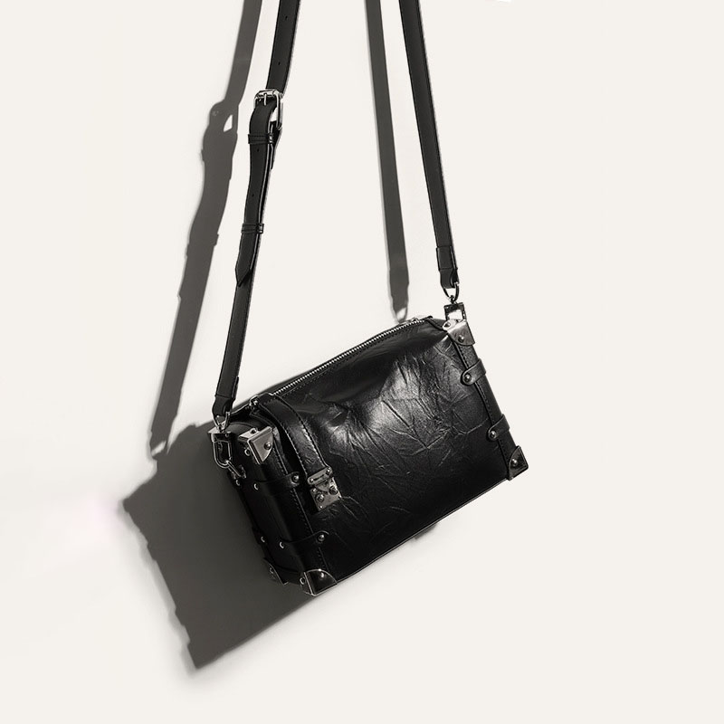 Women's Genuine Leather Vintage Lock Buckle Crossbody Shoulder Box Bag