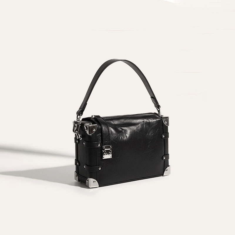 Women's Genuine Leather Vintage Lock Buckle Crossbody Shoulder Box Bag