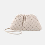 Women's Minimalist Woven Pleated Cloud Shaped Crossbody Shoulder Clutch Bag