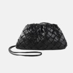 Women's Minimalist Woven Pleated Cloud Shaped Crossbody Shoulder Clutch Bag