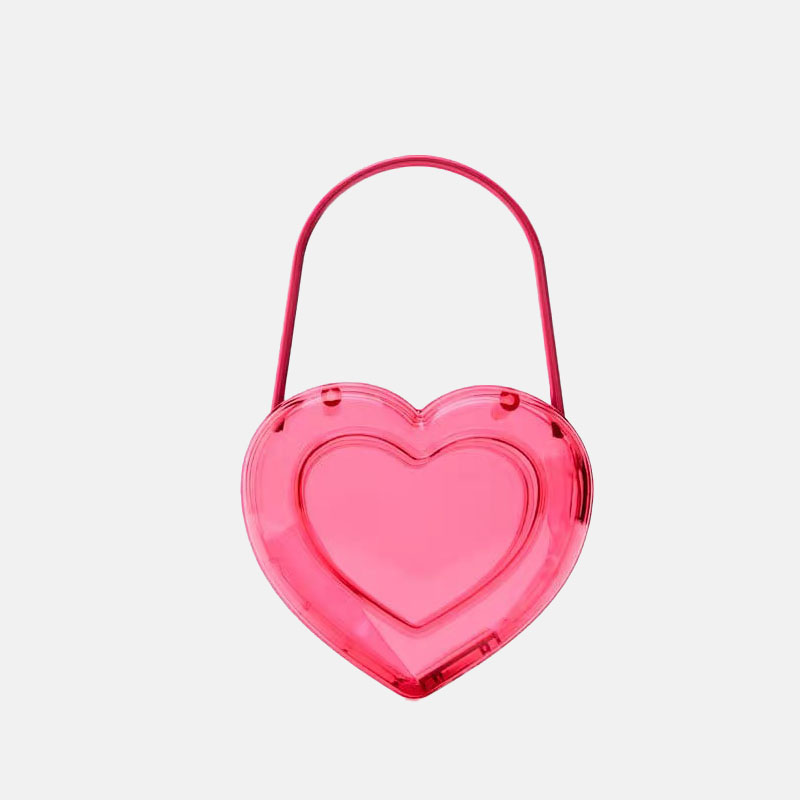 Women's Peach Pink Acrylic Heart-shaped Clear Handbag