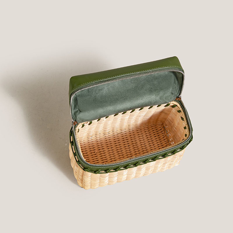 Boîte à outils en cuir véritable tissé pour femmes Sacs à main en forme de boîte minimaliste
