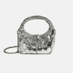 Women's Woven Leder Zipper Crossbody Kette Handtaschen