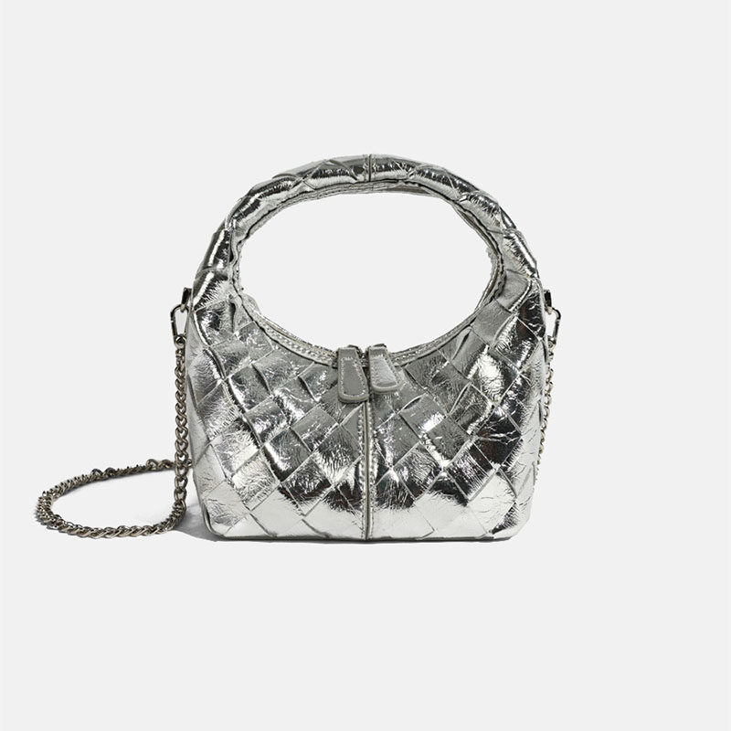 Women's Woven Leather Zipper Crossbody Chain Handbags