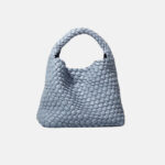 Women's Woven PU Material Minimalist Bucket Tote Bag