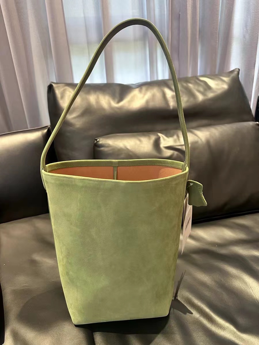 Women's Green Genuine Leather Matte Single-Shoulder Bucket Bag photo review