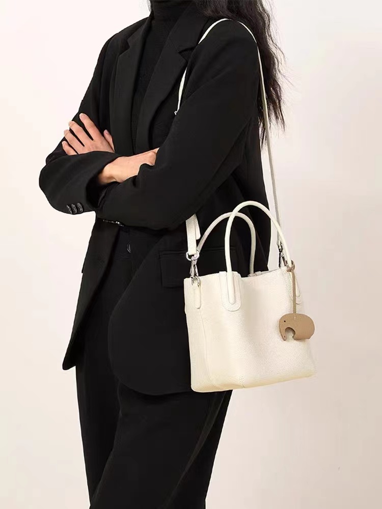 Women's Genuine Leather Minimalist Crossbody Tote Bucket Bag photo review