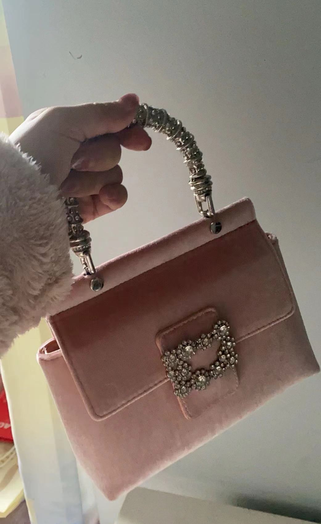 Women's Velvet Rhinestone Small Handbags photo review