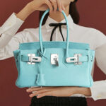 Women's Full-Grain Leather Rectangular Lock Buckle Top Handle Bag