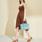 Women's Full-Grain Leather Rectangular Lock Buckle Top Handle Bag