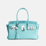 Women's Full-Grain Leather Rectangular Lock Buckle Top Handle Bag