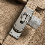 Women's Full-Grain Leather Rectangular Lock Buckle Top Handle Bag