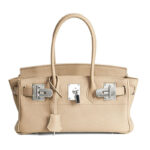 Women's Full-Grain Leather Rectangular Lock Buckle Top Handle Bag