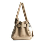 Women's Full-Grain Leather Rectangular Lock Buckle Top Handle Bag