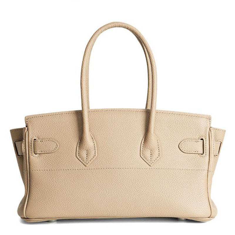 Women's Full-Grain Leather Rectangular Lock Buckle Top Handle Bag