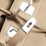 Women's Full-Grain Leather Rectangular Lock Buckle Top Handle Bag