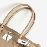 Women's Full-Grain Leather Rectangular Lock Buckle Top Handle Bag